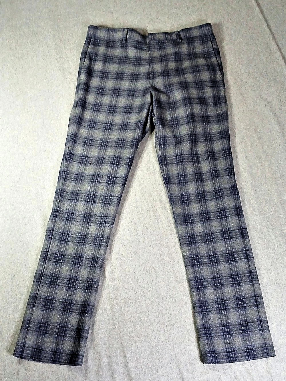 Murano Plaid skinny Pants in Blue & Gray Waist 29